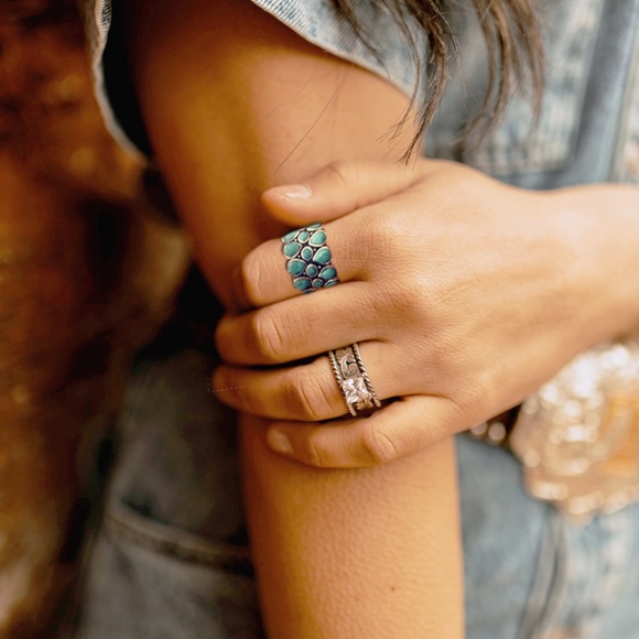 NEW - Turquoise & Sterling Silver Teardrop Bezel-Cut Ring - 6 1/2 - Picture 14 of 15